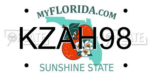 KZAH98 Florida License Plate