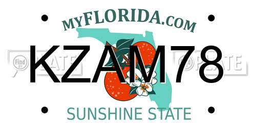 KZAM78 Florida License Plate