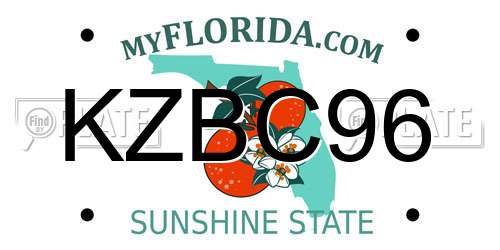 KZBC96 Florida License Plate