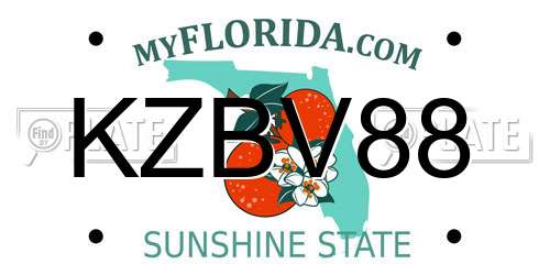 KZBV88 Florida License Plate