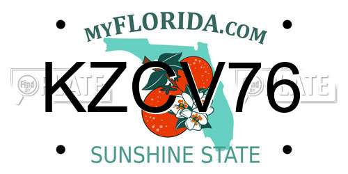 KZCV76 Florida License Plate