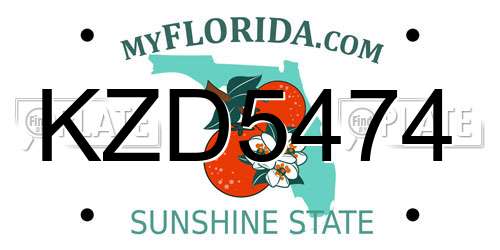 KZD5474 Florida License Plate