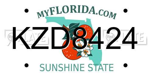 KZD8424 Florida License Plate