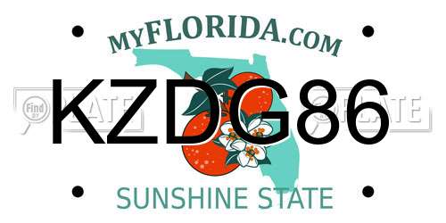 KZDG86 Florida License Plate