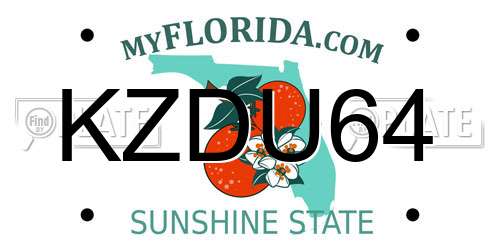 KZDU64 Florida License Plate