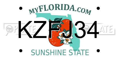 KZFJ34 Florida License Plate