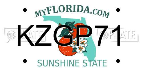 KZGP71 Florida License Plate