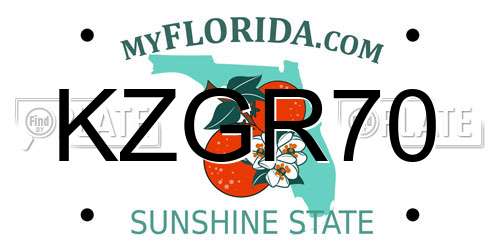 KZGR70 Florida License Plate