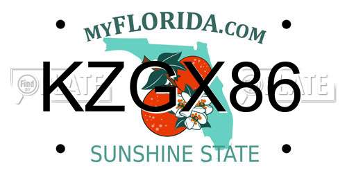 KZGX86 Florida License Plate