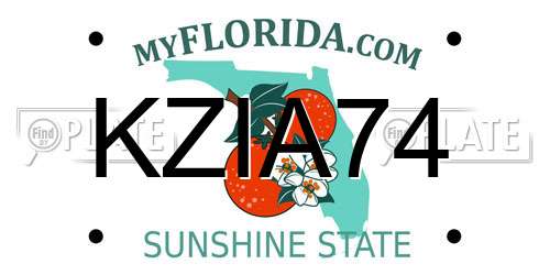 KZIA74 Florida License Plate