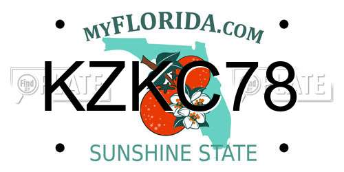KZKC78 Florida License Plate