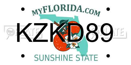 KZKD89 Florida License Plate