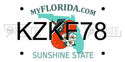 KZKF78 Florida License Plate