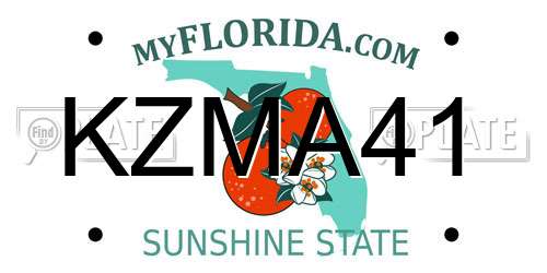 KZMA41 Florida License Plate