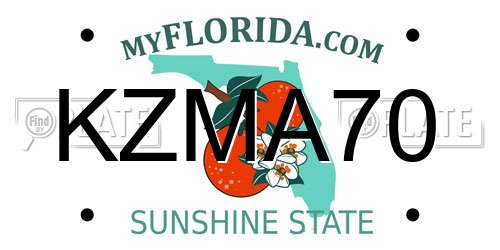 KZMA70 Florida License Plate