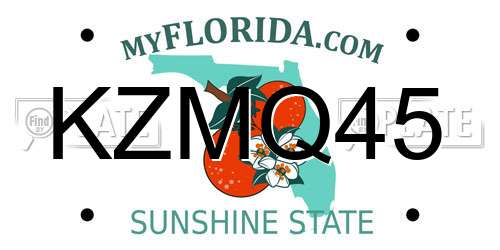 KZMQ45 Florida License Plate