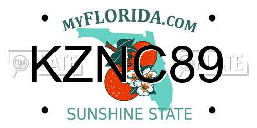 KZNC89 Florida License Plate