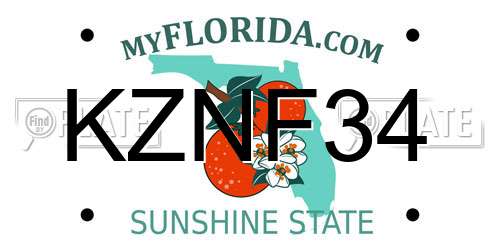 KZNF34 Florida License Plate
