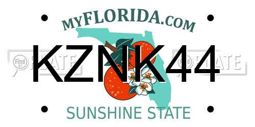 KZNK44 Florida License Plate