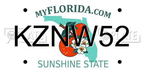 KZNW52 Florida License Plate