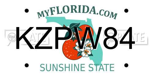 KZPW84 Florida License Plate
