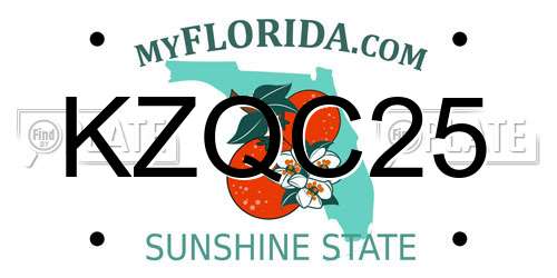 KZQC25 Florida License Plate