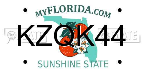 KZQK44 Florida License Plate