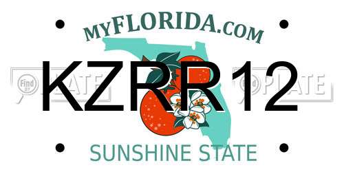 KZRR12 Florida License Plate