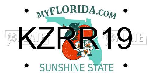 KZRR19 Florida License Plate