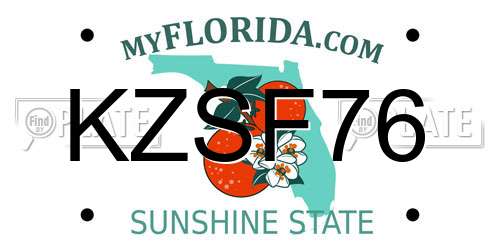 KZSF76 Florida License Plate