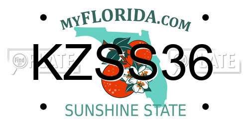 KZSS36 Florida License Plate