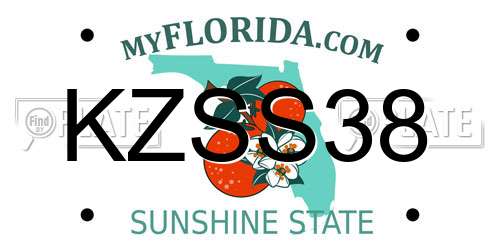KZSS38 Florida License Plate
