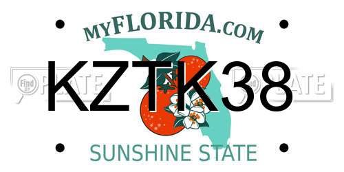 KZTK38 Florida License Plate