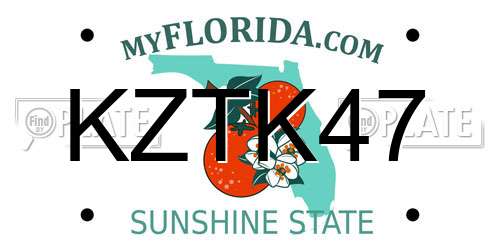 KZTK47 Florida License Plate
