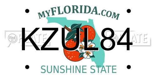 KZUL84 Florida License Plate