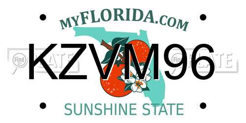 KZVM96 Florida License Plate