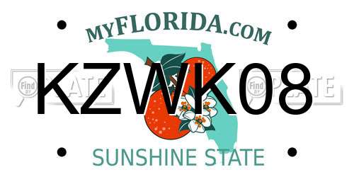 KZWK08 Florida License Plate