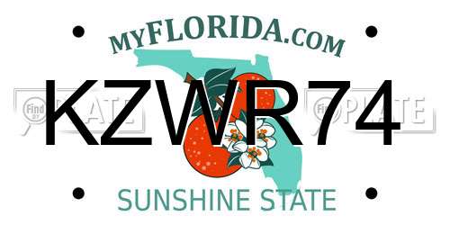 KZWR74 Florida License Plate