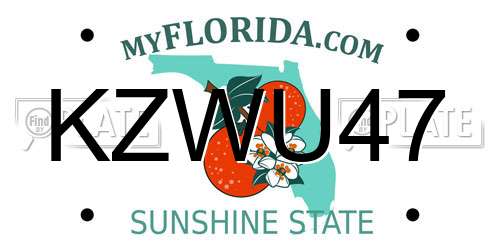 KZWU47 Florida License Plate