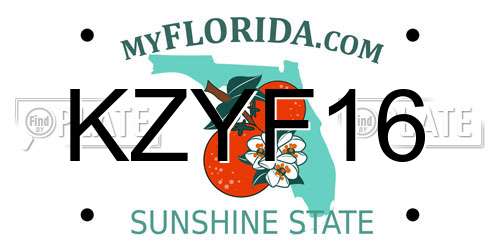 KZYF16 Florida License Plate