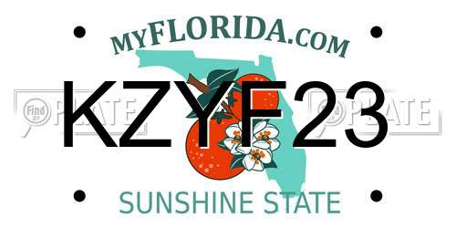KZYF23 Florida License Plate