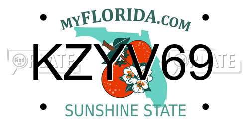 KZYV69 Florida License Plate