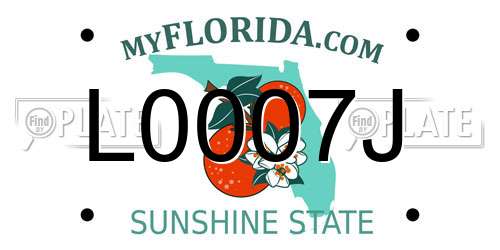L0007J Florida License Plate