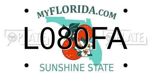 L080FA Florida License Plate