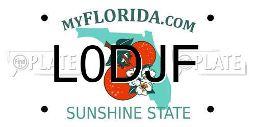 L0DJF Florida License Plate