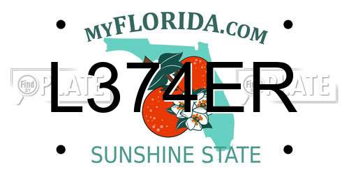 L374ER Florida License Plate