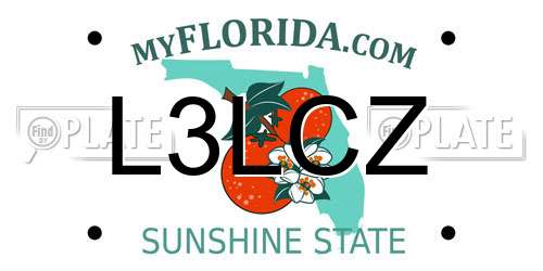 L3LCZ Florida License Plate