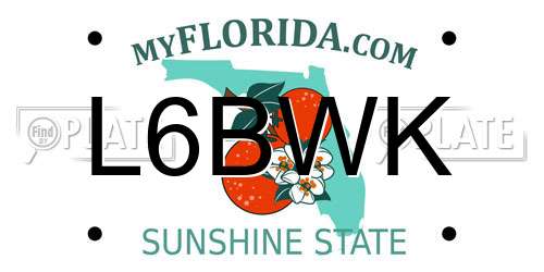 L6BWK Florida License Plate