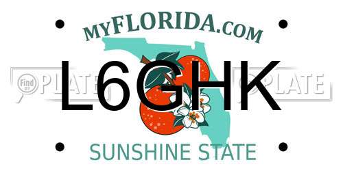 L6GHK Florida License Plate