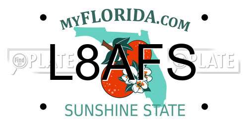 L8AFS Florida License Plate